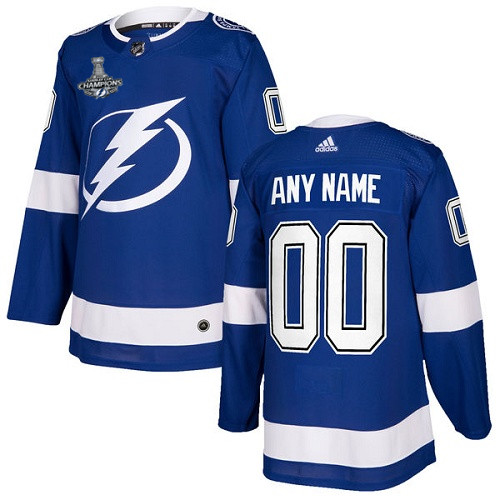 Men's Tampa Bay Lightning Active Player Custom 2021 Blue Stanley Cup Champions Stitched NHL Jersey